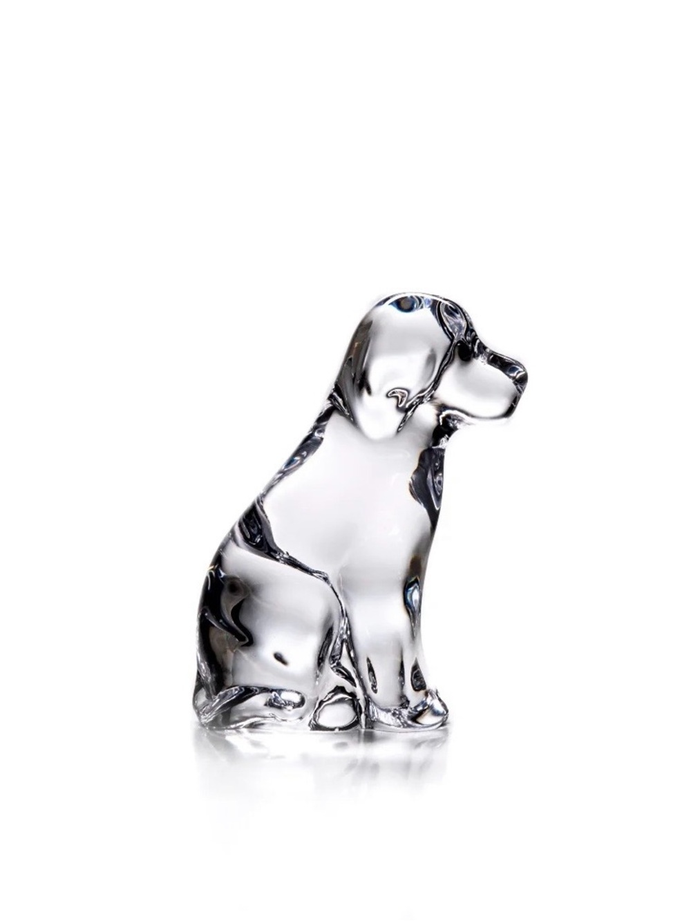 Simon Pearce Clear Crystal Sitting Dog Sculpture